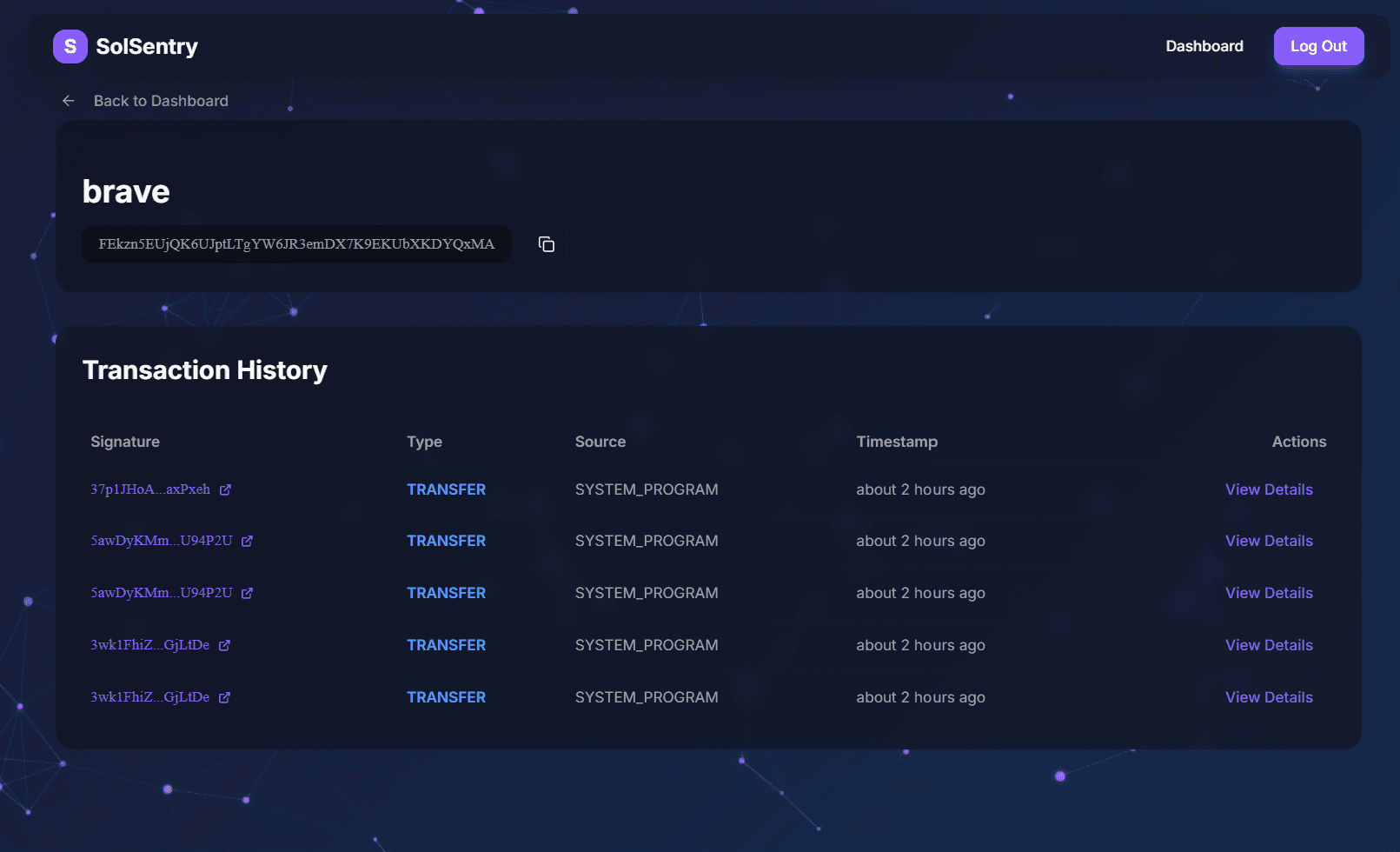 SolSentry Transaction Detail Modal